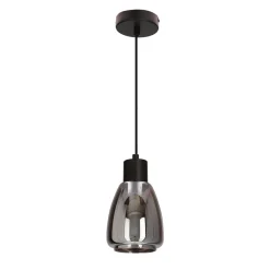 Lampa wisząca MOLDO czarny 1x40W E27  klosz dymiony