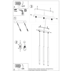 Lampa wisząca MOZAICA 3L czarny/miedź