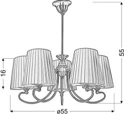 Lampa wisząca Mozart 5x60W E27 patynowa  miedź miodowy