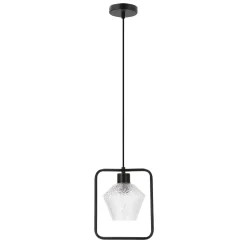 Lampa wisząca Niko czarny 1x40W E27  klosz bezbarwny karbowany