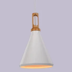 Lampa wisząca NORDIC WOODY biało drewniana 25 cm