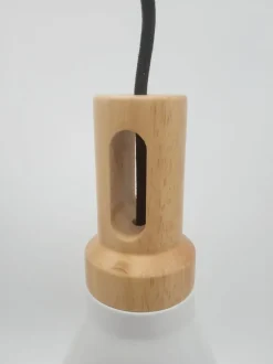 Lampa wisząca NORDIC WOODY biało drewniana 25 cm
