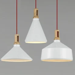 Lampa wisząca NORDIC WOODY biało drewniana 25 cm