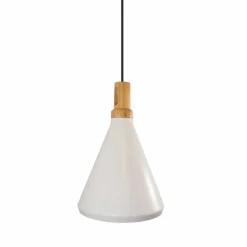 Lampa wisząca NORDIC WOODY biało drewniana 25 cm