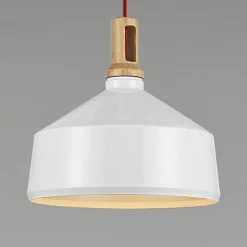 Lampa wisząca NORDIC WOODY biało drewniana 35 cm