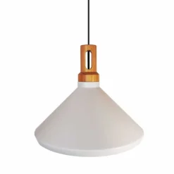 Lampa wisząca NORDIC WOODY biało-drewniana 35 cm