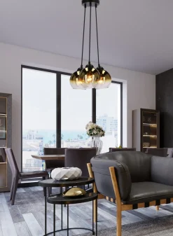 Lampa wisząca Nubia czarny 3x60W E27  klosz złoty