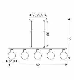 Lampa wisząca Oden chromowy 5x40W G9  klosz biały