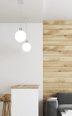 Lampa wisząca Oden chromowy 1x40W G9  klosz biały 15cm