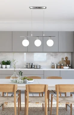 Lampa wisząca Oden chromowy 3x40W G9  klosz biały