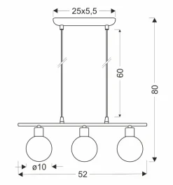 Lampa wisząca Oden chromowy 3x40W G9  klosz biały