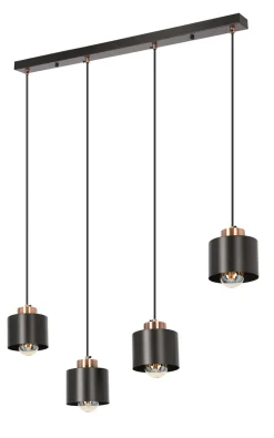 Lampa wisząca Olena czarna 4x60W E27  klosz czarny