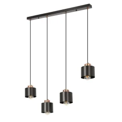 Lampa wisząca Olena czarna 4x60W E27  klosz czarny