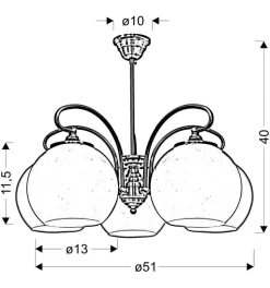 Lampa wisząca Orbit 5x60W E27 patynowa miedź