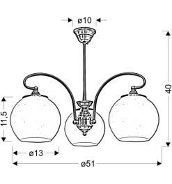 Lampa wisząca Orbit 3x60W E27 patynowa miedź
