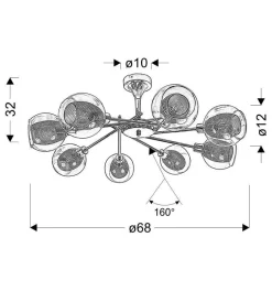 Lampa wisząca Ozzo 8x40W E14 chrom klosz  bezbarwny
