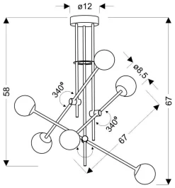 Lampa wisząca Paksos 6 x max 5W G9  czarny