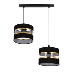 Lampa wisząca PANDY czarny 2x40W E27  abażur czarny+złoty