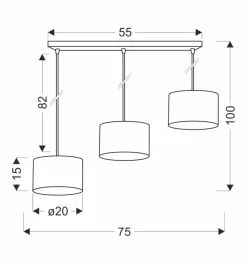 Lampa wisząca PANDY czarny 3x40W E27  abażur szary+złoty