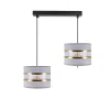 Lampa wisząca PANDY czarny 2x40W E27  abażur szary+złoty