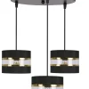 Lampa wisząca PANDY czarny talerz 3x40W  E27 abażur czarny+złoty