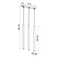 Lampa Wisząca PASTELO 3L złoty połysk