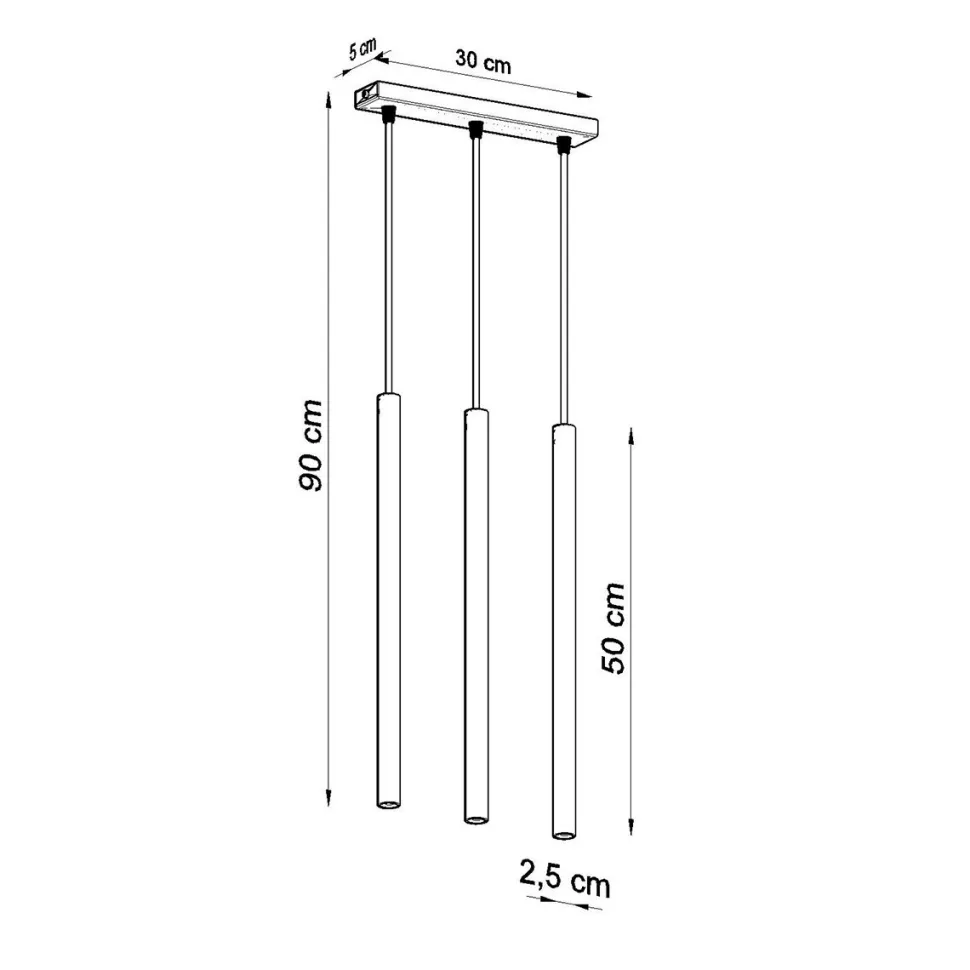 Lampa Wisząca PASTELO 3L złoty połysk
