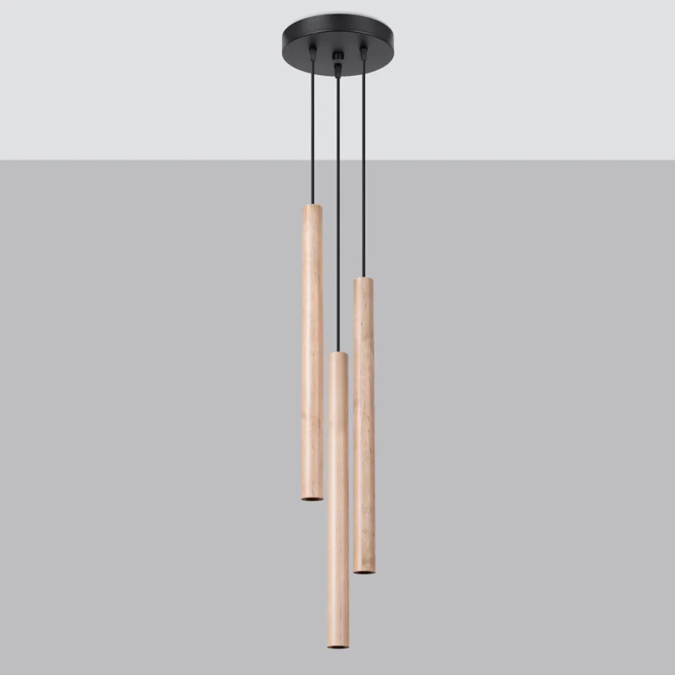 Lampa wisząca PASTELO 3P drewno