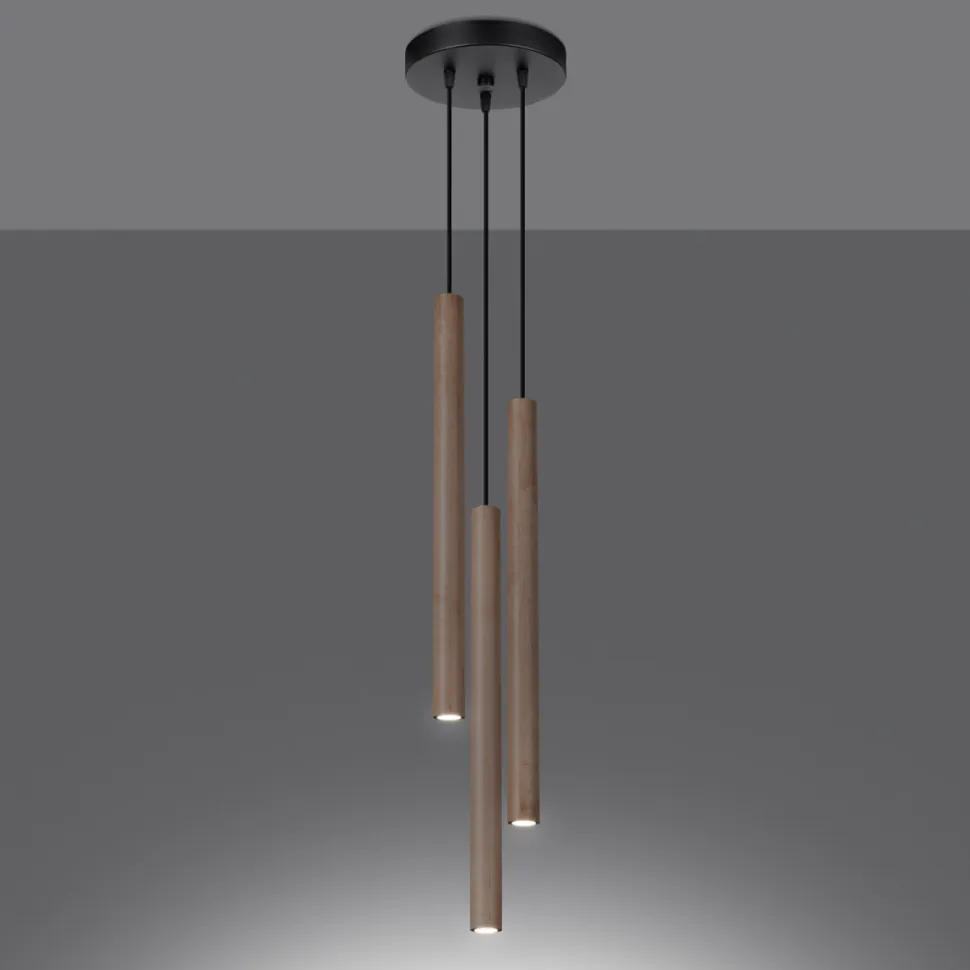 Lampa wisząca PASTELO 3P drewno
