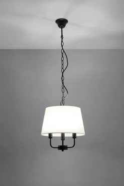 Lampa wisząca Pasteri czarny matowy  3x40W E14 abażur beżowy