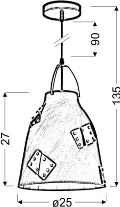 Lampa wisząca Patch 25 1x60W E27 szary  + złoty dekor