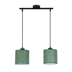 Lampa wisząca Patti czarny 2x60 E27  abażur walec 15x15 plecionka zielona