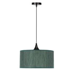 Lampa wisząca Patti czarny 1x60 E27  abażur walec 30x15 plecionka zielona