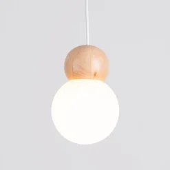 Lampa wisząca PEKKA 1 biała/naturalne  drewno