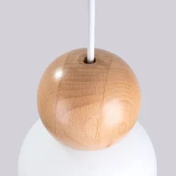 Lampa wisząca PEKKA 1 biała/naturalne  drewno
