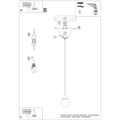 Lampa wisząca PEKKA 1 biała/naturalne  drewno