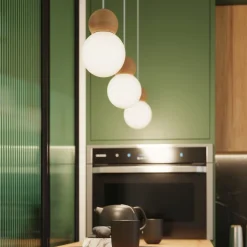 Lampa wisząca PEKKA 1 biała/naturalne  drewno