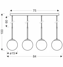 Lampa wisząca Pompei lampy wiszące  czarny 4x40W E27 klosz biały