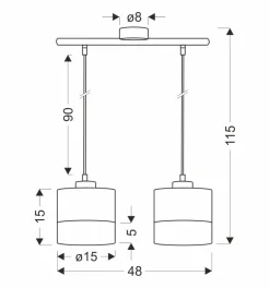 Lampa wisząca Porto biały 2x60W E27  abażur biały+orzechowy