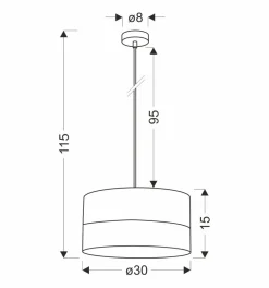 Lampa wisząca Porto czarny 1x60W E27  abażur czarny+brązowy