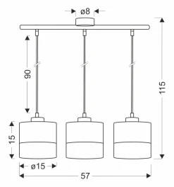 Lampa wisząca Porto czarny 3x60W E27  abażur czarny+brązowy