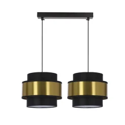 Lampa wisząca Prestige czarny 2x40W E27  abażur czarny+złoty