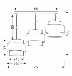 Lampa wisząca Prestige czarny 3x40W E27  abażur czarny+złoty