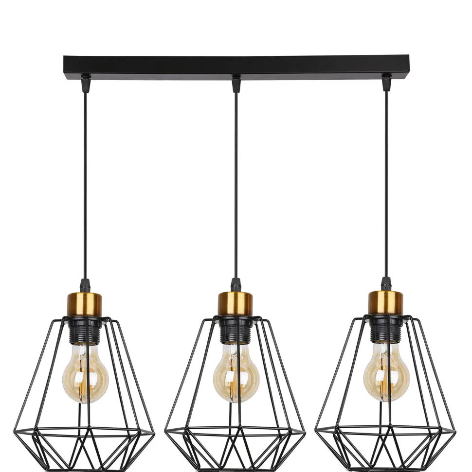 Lampa wisząca Primo czarny+złoty 3x60W E27 klosz czarny