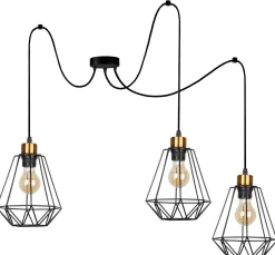 Lampa wisząca Primo p czarny+złoty 3x60W  E27 klosz czarny
