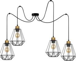 Lampa wisząca Primo p czarny+złoty 4x60W  E27 klosz czarny