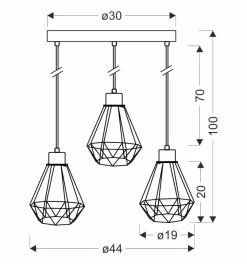 Lampa wisząca Primo talerz czarny+złoty  3x60W E27 klosz czarny