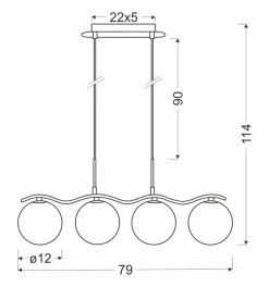 Lampa wisząca Ramon chromowy 4x40W G9  klosz biały