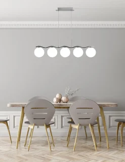 Lampa wisząca Ramon chromowy 5x40W G9  klosz biały