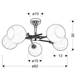 Lampa wisząca Raul 5x40W E27 chrom klosz  biały